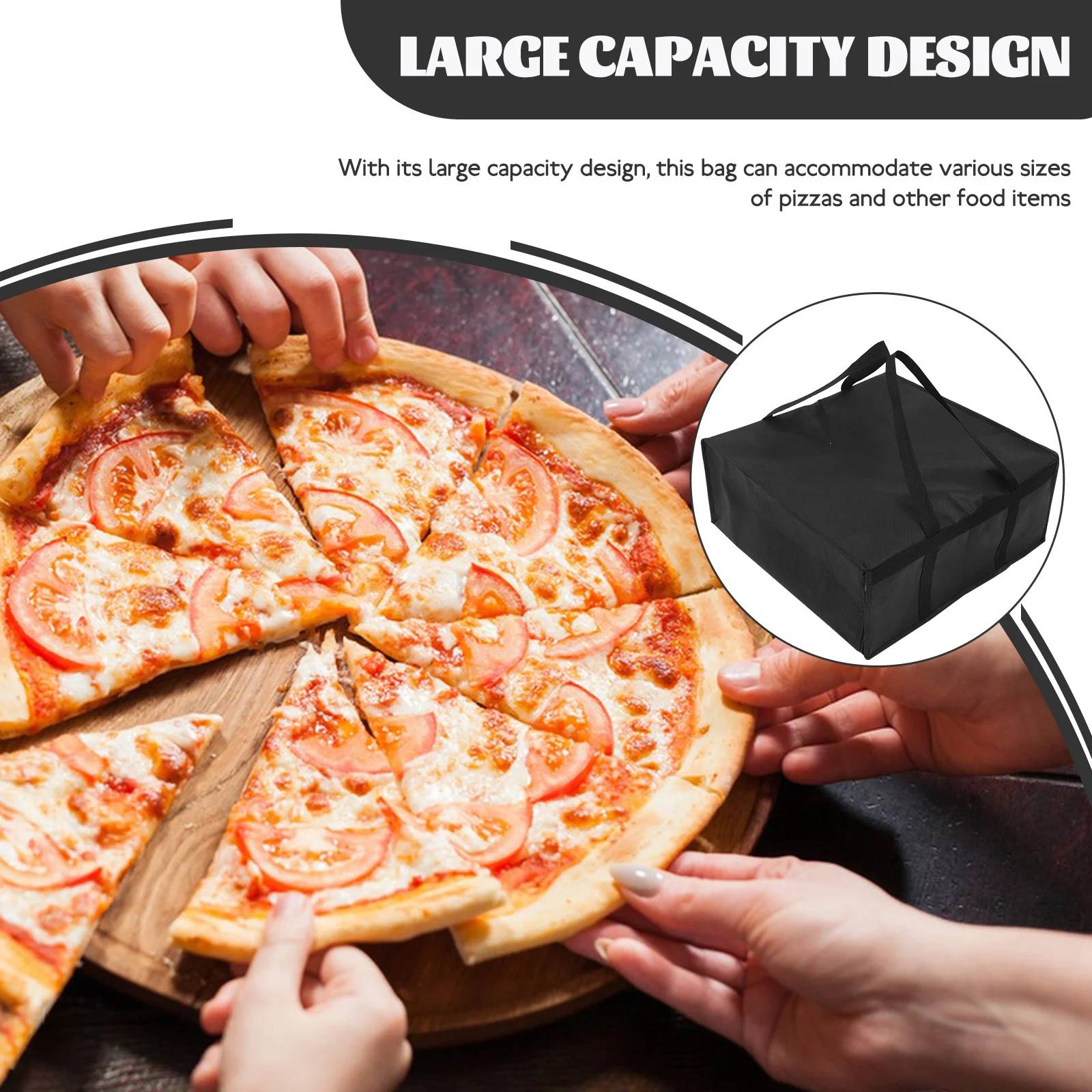 

Insulated Delivery Bag Large Capacity Thermal Food Carrier Portable Pizza Bag For Takeout Reusable Grocery Warmer Pouch