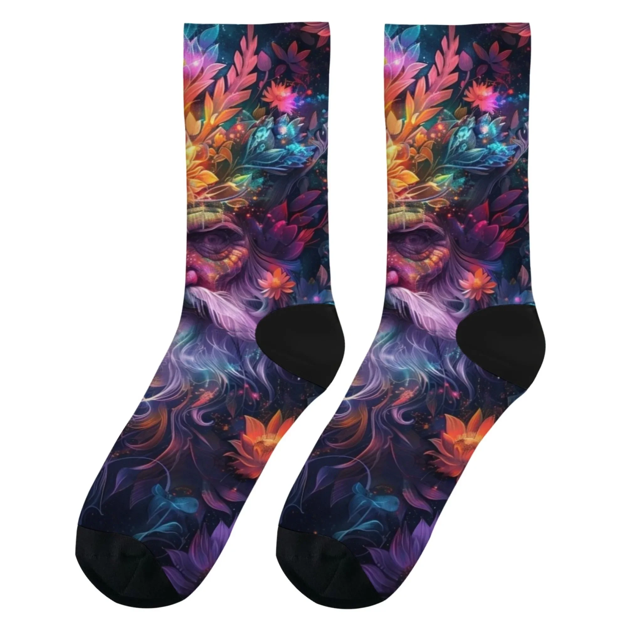 ถุงเท้าผู้ชายลายเทพปกรณัมป่าสไตล์ไซเคเดลิก แฟชั่นลำลอง สนุกสนาน ถุงเท้ากีฬา สไตล์ฮาราจูกุ ย้อนยุค นุ่ม ระบายอากาศได้ดี ใส่กลางแจ้ง กันลื่น