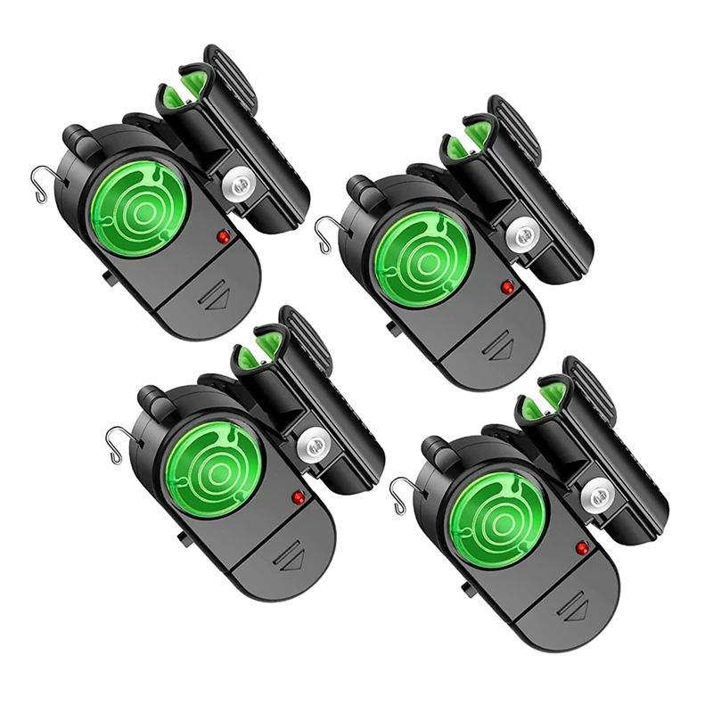 New 4Pcs Fishing Bite Alarm, Sensitive Electronic Fishing Alarms Indicator, Sound Bite Alert Bell With LED Lights