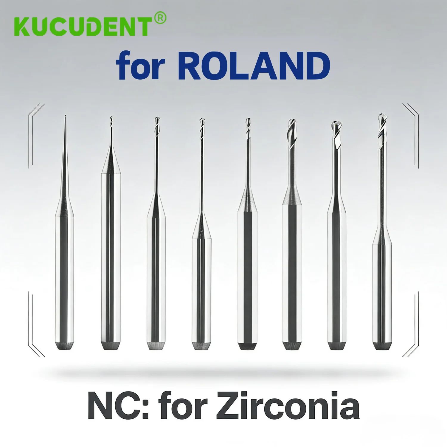 

Dental Zirconia Milling Burs for Roland Lab Cad Cam Cutting Drill NC Coating D4 Shank 0.3 0.6 1.0 2.0mm Zirconia Grinding Tool