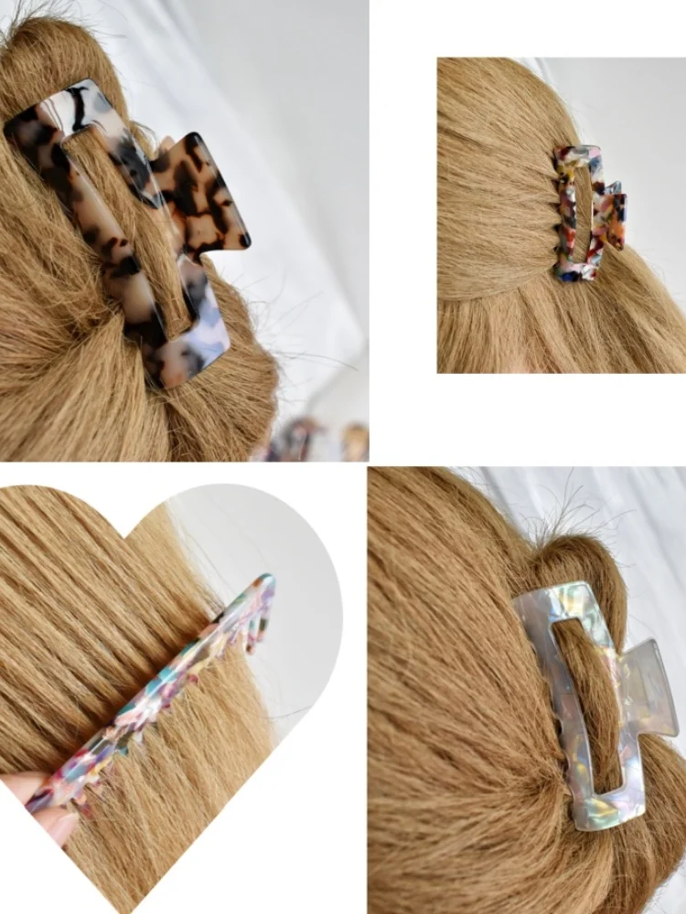 2-teiliges Damen-Haarkamm-Set aus Acetat mit breiten Zähnen und rechteckiger Haarklammer – tragbare Stylings-Kombination – Detail 10