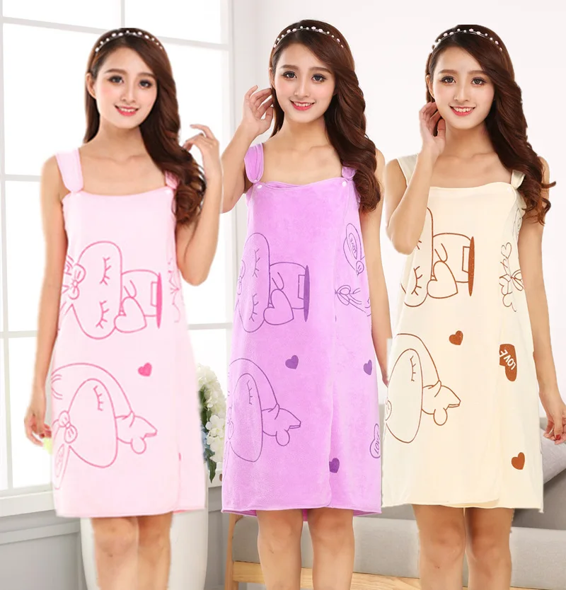 Variety wearable bath towel beauty salon microfiber cartoon print ladies sling bath skirt beach towel