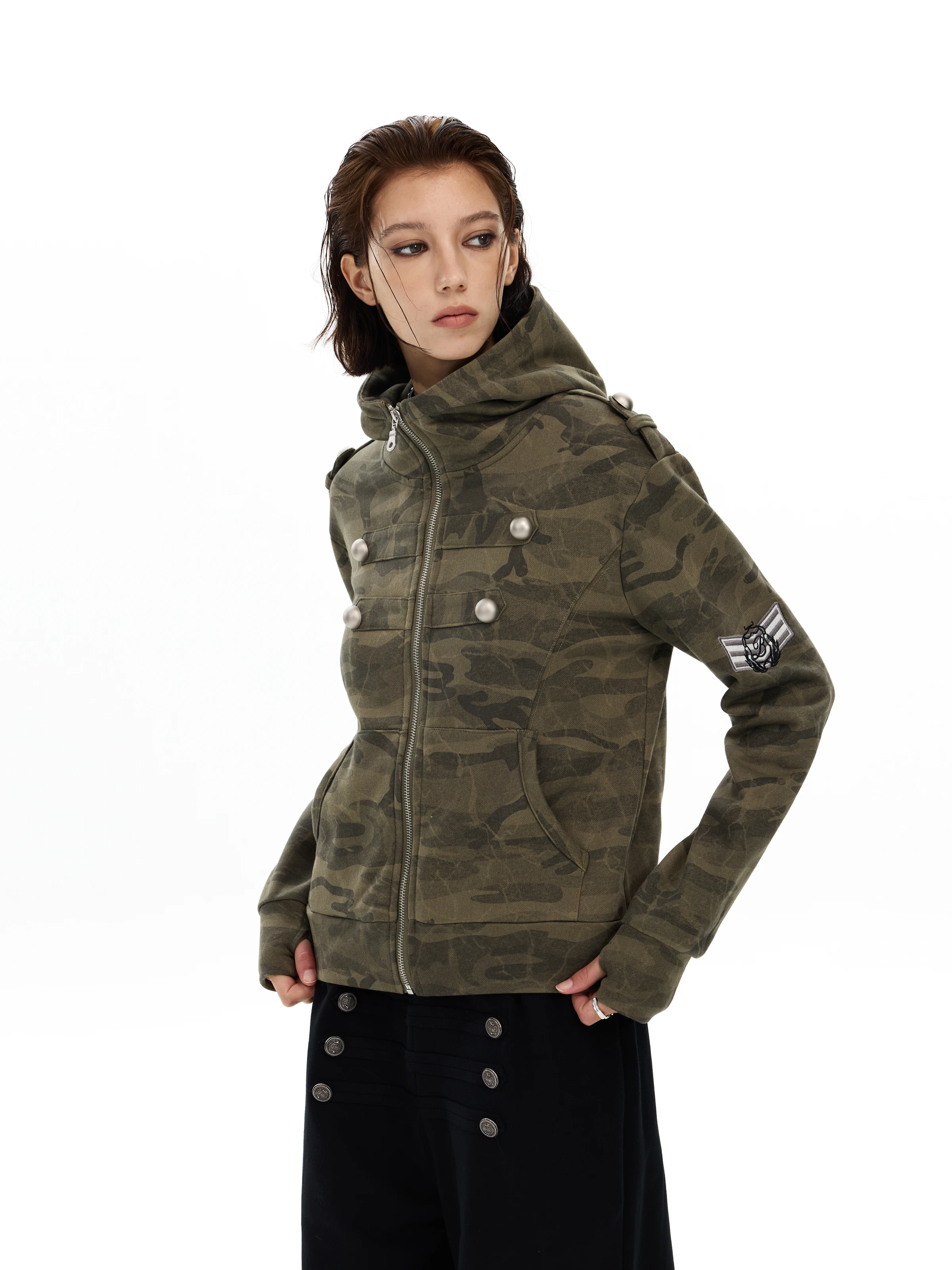 Yeboon American Retro Camouflage Jacket Men's Slim Fit Collar Zipper Coat Cotton Polyester Long Sleeve Cleanfit Style Coat