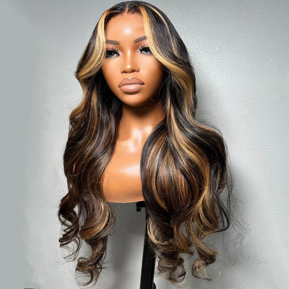 

Soft Glueless Highlight Ombre Blonde Body Wave 23AGrade 13*4Lace Front Wig For Black Women BabyHair European HumanHair Jewish