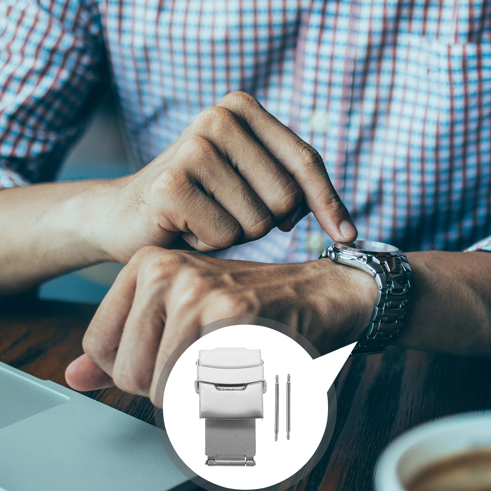 

Double Push Metal Buckle Watch Clasps Stainless Steel Replacement Parts Watchbands Straps Repair Tools Durable Design