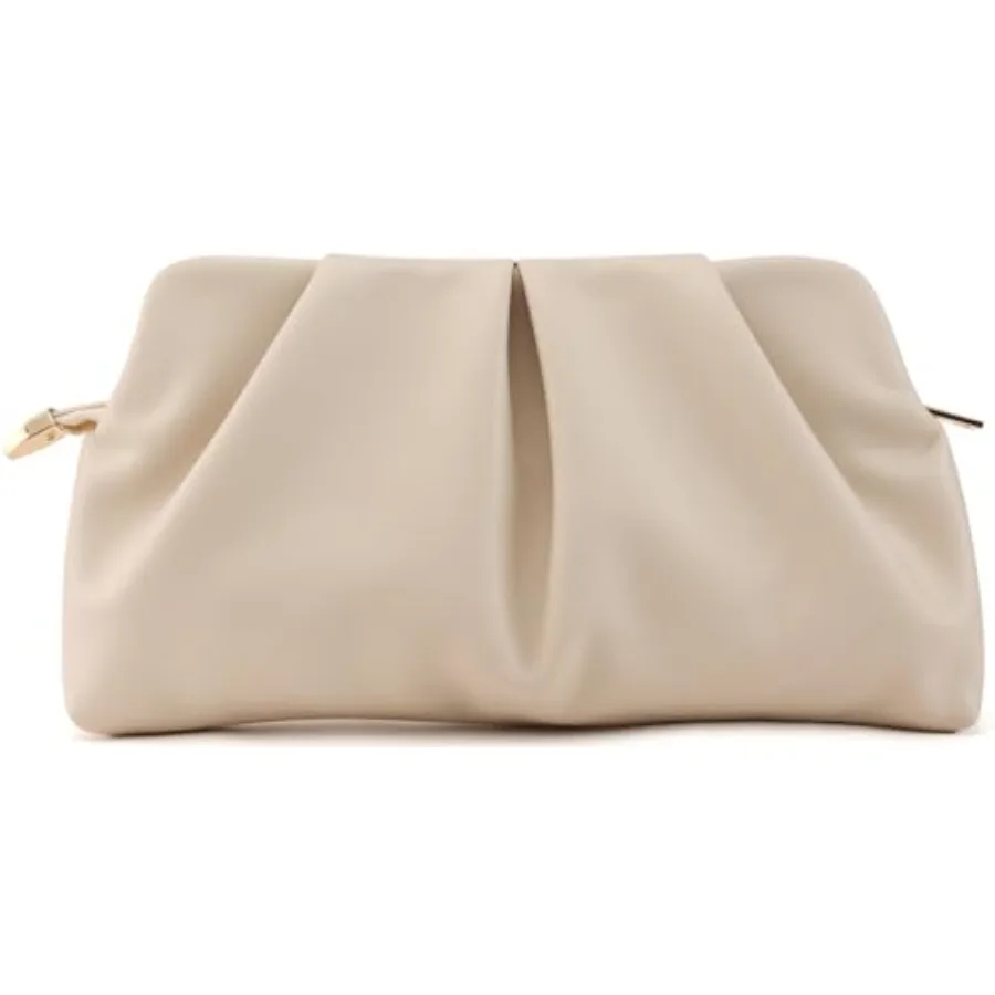 

Women Clutch Bag Dressy Formal Handbag Pleated PU Clutch Purse Detachable Chain Crossbody Bag