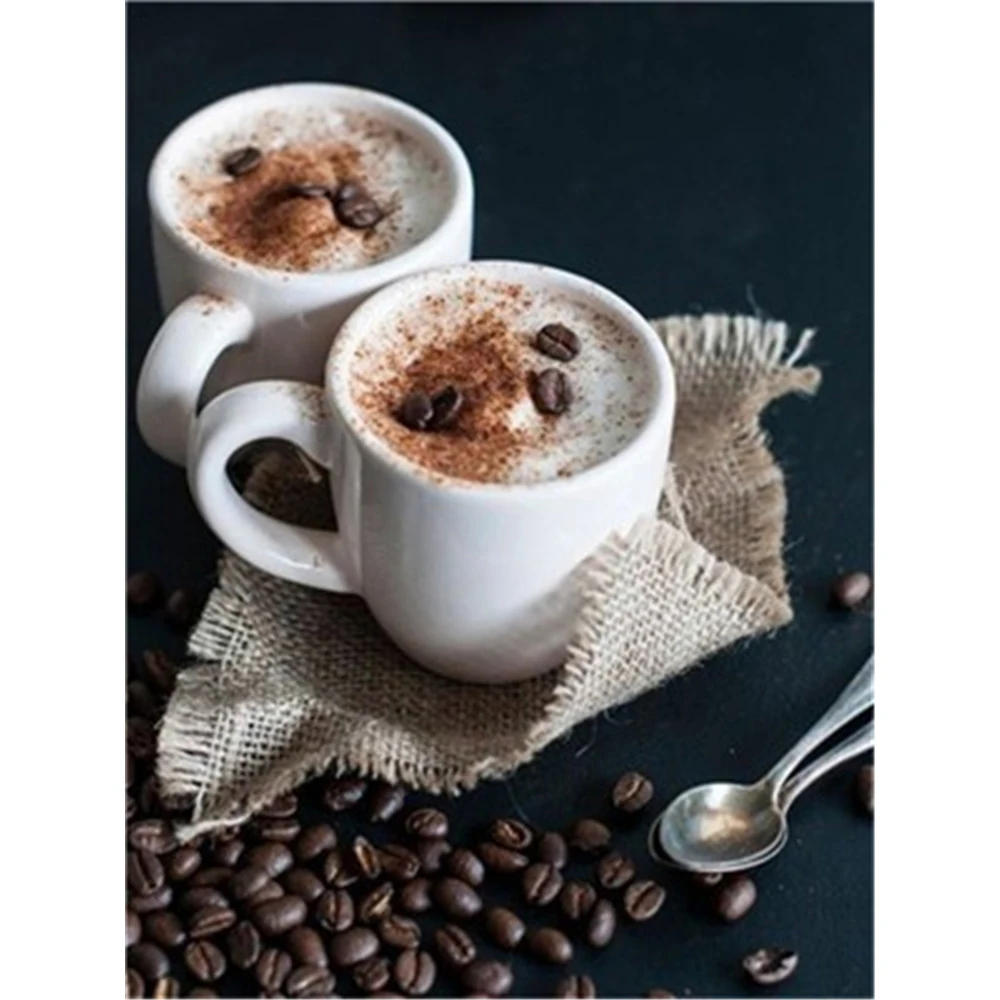 

Coffee Cup Flowers Kitchen DIY 11CT Embroidery Cross Stitch Kits Needlework Craft Set Printed Canvas Cotton Thread Design