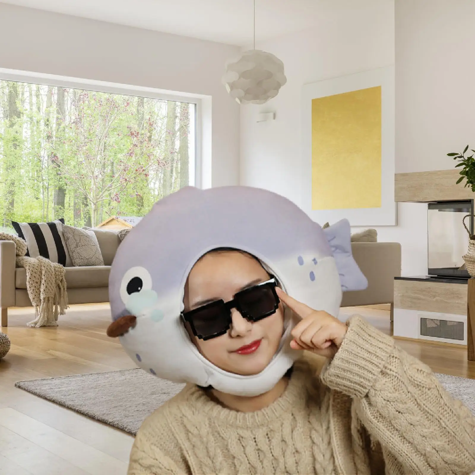 

Plush Fish Head Hat Funny Fish Headgear for Role Play Holiday Photo Prop