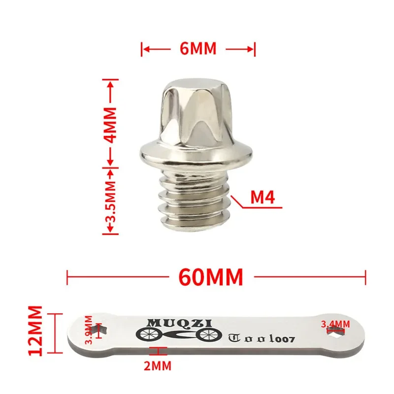 MUQZI 50pcs MTB Pedal Bolts Kit M4 Pedal Screw And Pedal Screw Wrench Tool