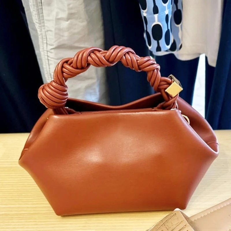 Genuine Cowhide Leather Crossbody Bag Minimalist Unique Design Large Capacity Casual Daily All Match Shoulder Handbag for Ladies