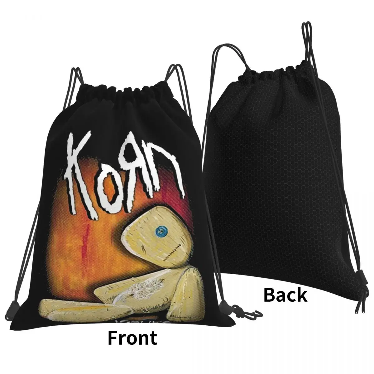 Korn Rock Band Logo Tour Backpacks Portable Drawstring Bags Storage Bag Book Bags for Travel School