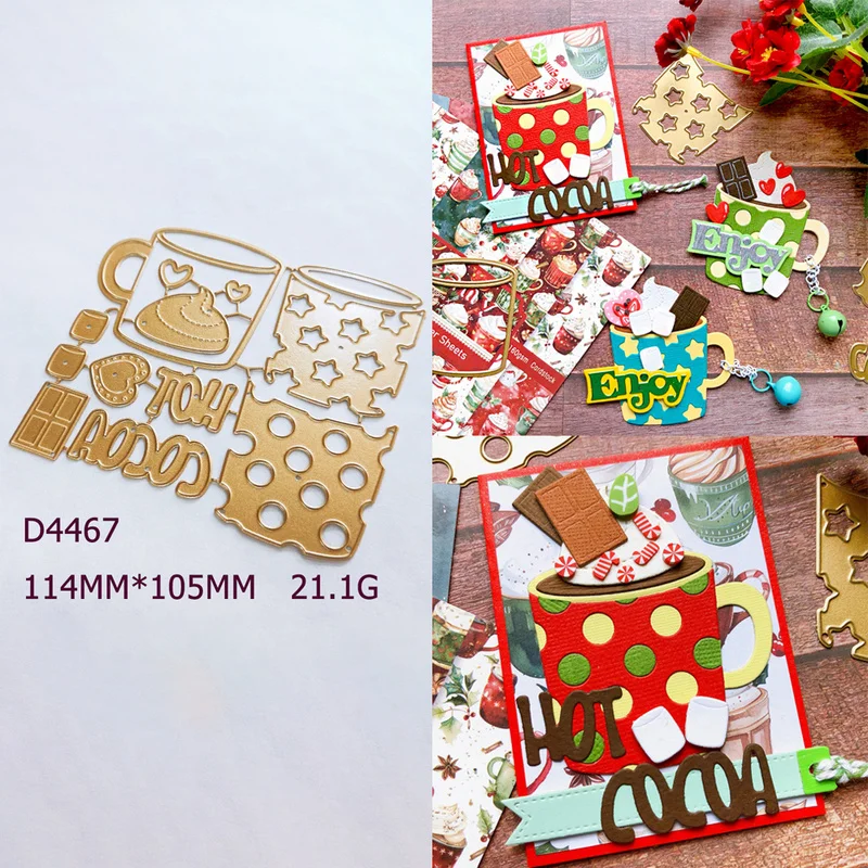 Metal Cutting Dies Hot Cocoa Coffee Cup Cheese Mold for DIY Scrapbooking Card Making Paper Craft Embossing Die Cuts Template