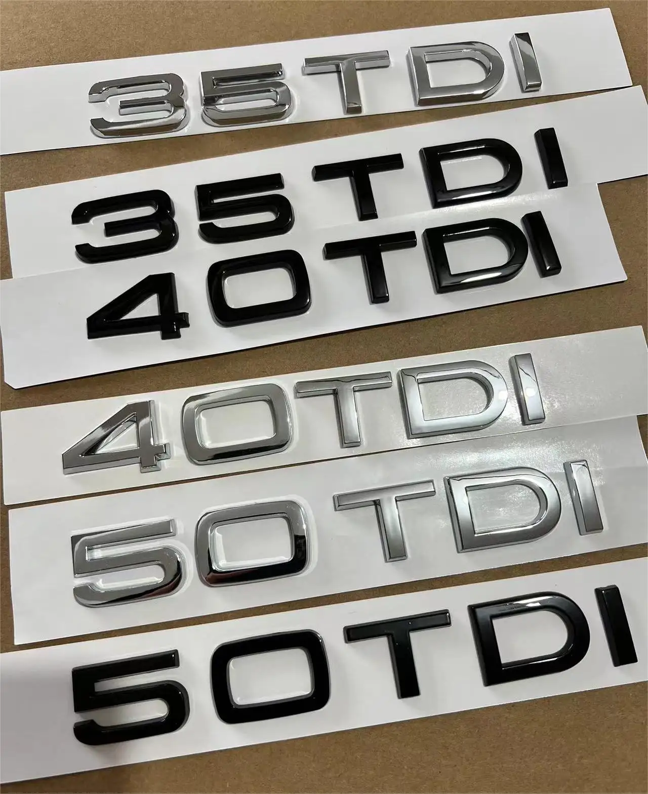 1X Chrome glossy black ABS 35TDI 40TDI 50TDI Car Body Rear Trunk Emblem Badge Sticker for Accessories