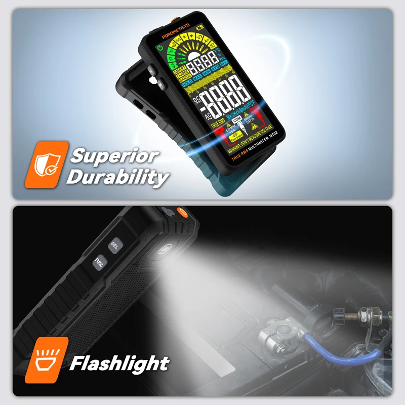 MT02 كامل اللون شاشة المتعدد المهنية 600 فولت التيار المتناوب/تيار مستمر الجهد الحالي متر ديود صحيح RMS مكثف درجة الحرارة المقاومة هرتز اختبار