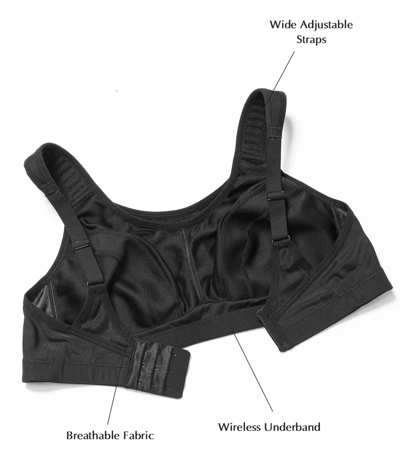 Wingslove Womens Adjustable Sports Bra Wireless Plus Size Full Coverage Bra Breathable Comfort Wide Straps Gym Workout Underwear