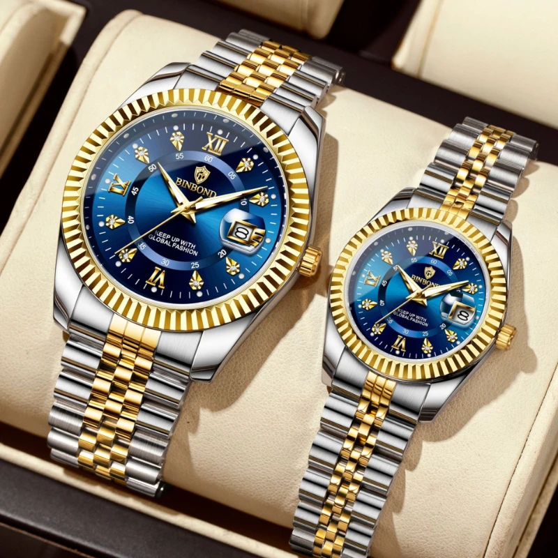 Couple Watches Set Luxury Business Waterproof Luminous Calendar Quartz His and Hers Wristwatch Valentine Gift Trendy New Clock
