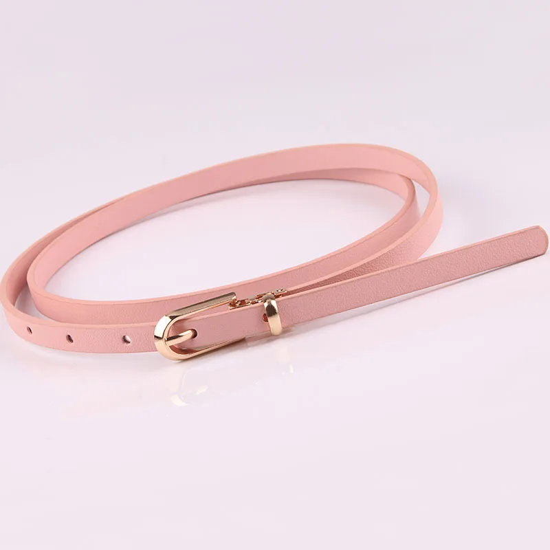 Adjustable Faux Leather Thin Belt Solid Color Skinny Waist Belt  Dress Decorative Alloy Pin Buckle Simple Casual Waistband