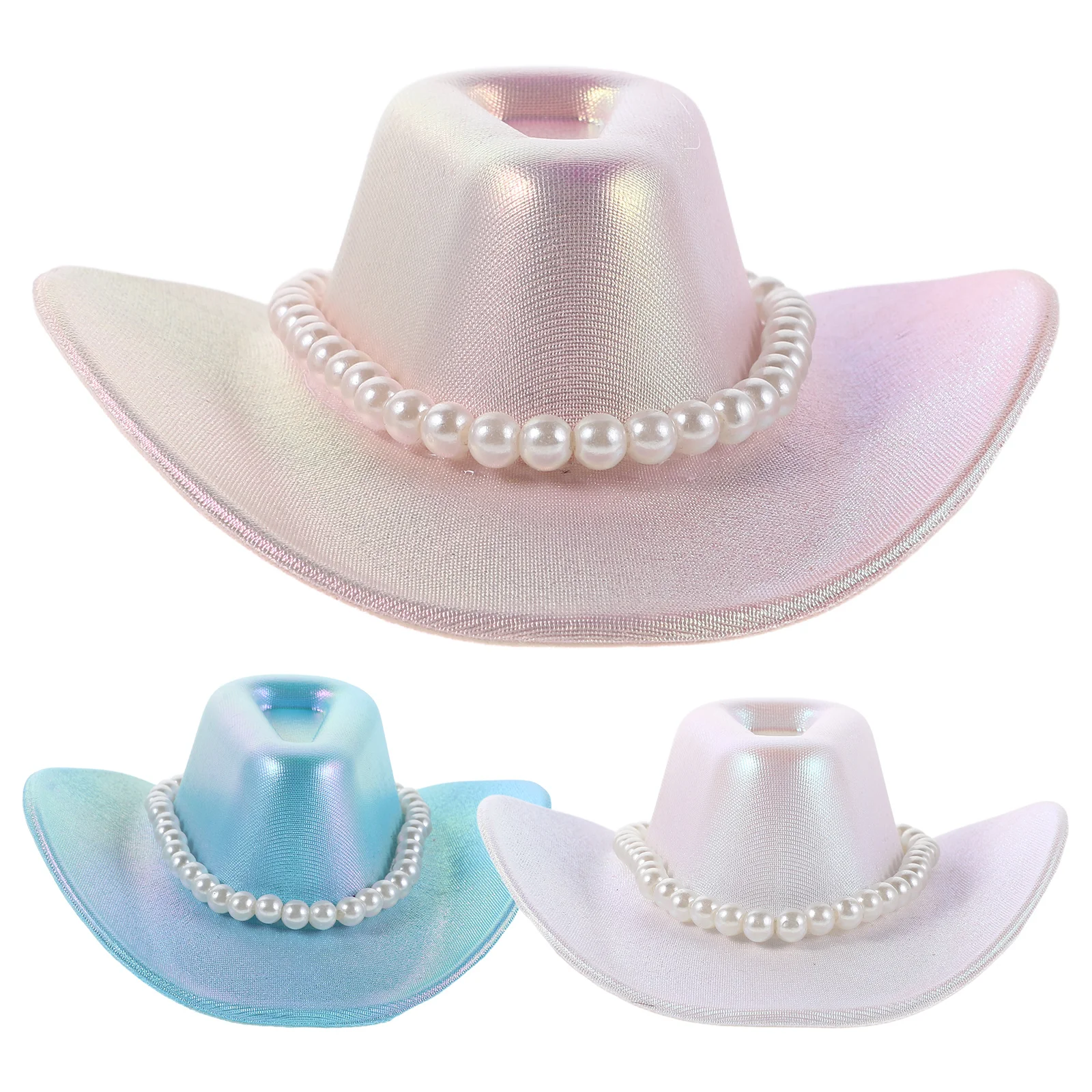

3pcs Mini Cowboy Hat Decoration for Party Western Theme Cowgirl Plastic Party Favors Small Hats Girls Barrette for