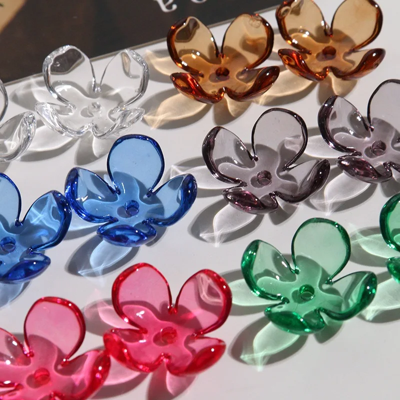 الجملة 50 قطعة/الوحدة 23 مللي متر اللون طباعة شفافة الكرتون الزهور شكل الاكريليك الخرز لتقوم بها بنفسك مجوهرات الملابس الشعر التبعي #3