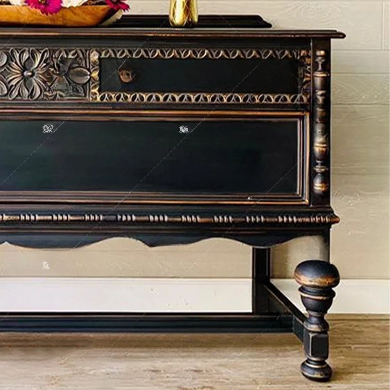 خزانة مدخل على شكل زهرة من الخشب الصلب الفرنسي القديم، خزانة مدخل خزانة مزخرفة أمريكية قديمة #4