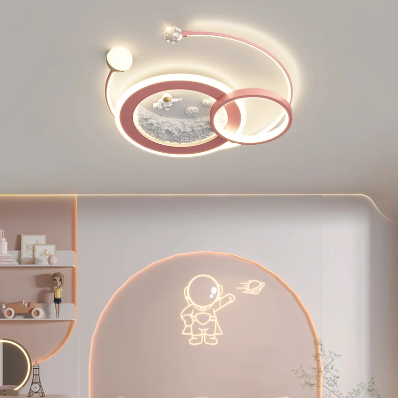 Children's Room Led Ceiling Lights Modern Space Astronaut Moon Chandelier Kids Baby Boy Bedroom Decor Lamp plafond Planet