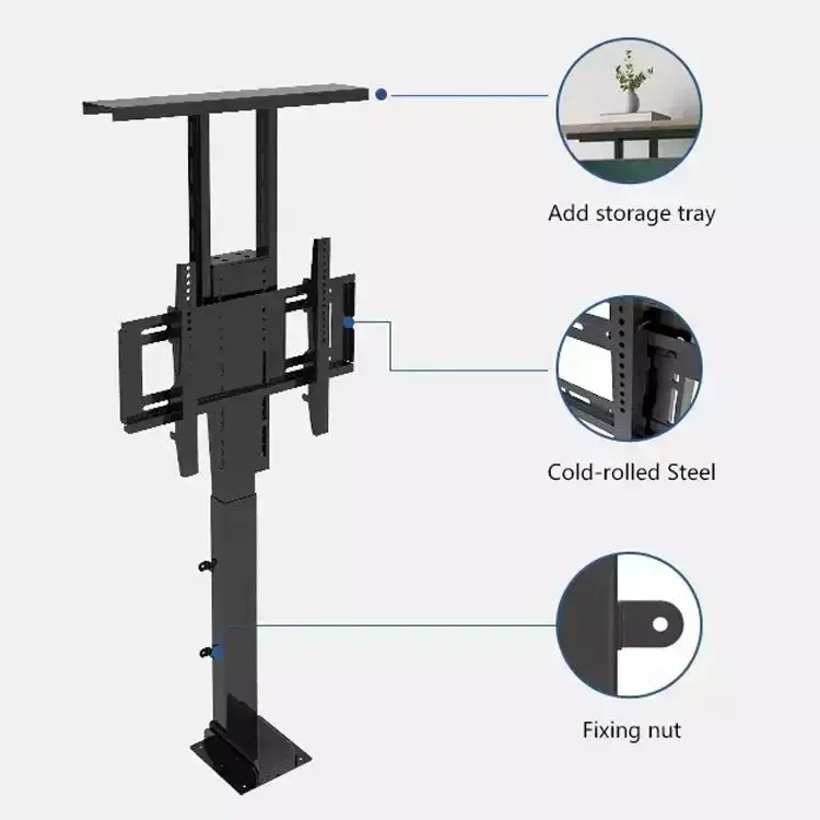 32-70 Inch Elektrische Tv Kast Lifter Tv Lift Stand Met Automatische Hoogte Aanpassing Lcd Monitor Lift Gemotoriseerde Tv Lift Kar