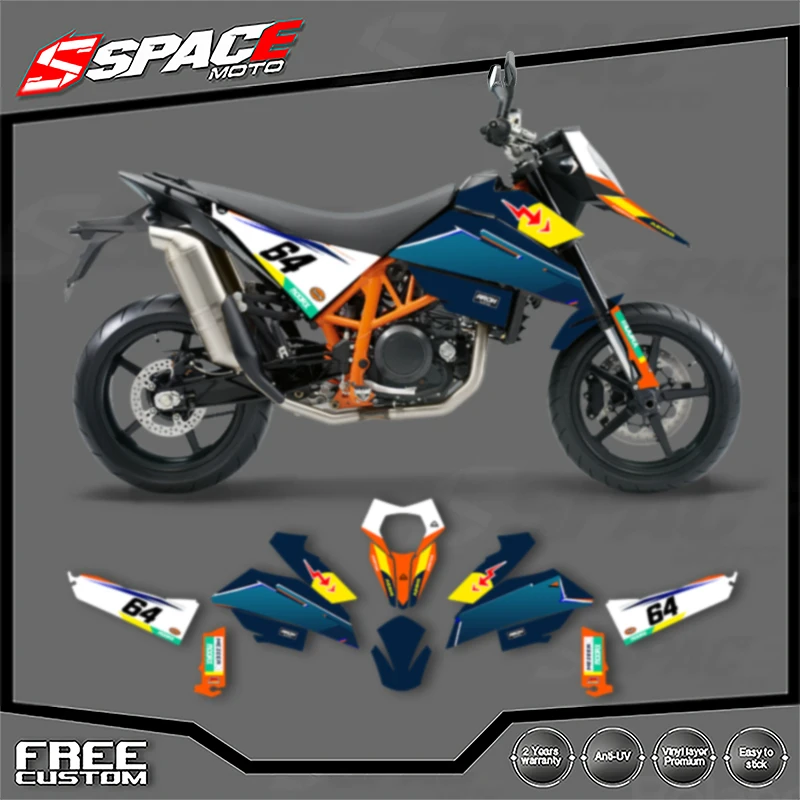 

SPACE Custom Motorcycle Graphics For KTM 2007 2008 2009 2010 2011 SMR 690 R Decal Stickers Kits 009