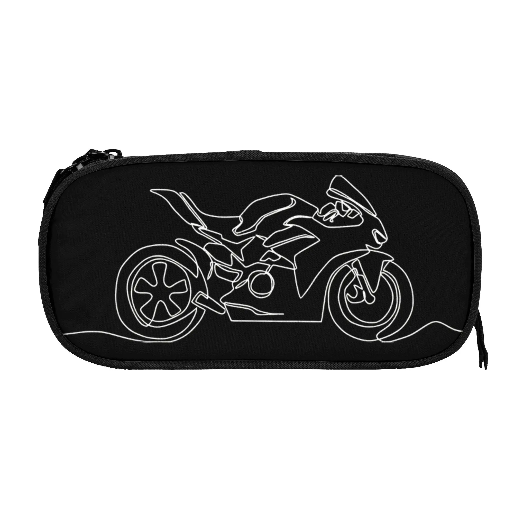 

1 piece Stylish Minimalistic Style Line Illustration Pencil Case Teen Pen Bag Motorcycle Line Art Office Stationery Bag