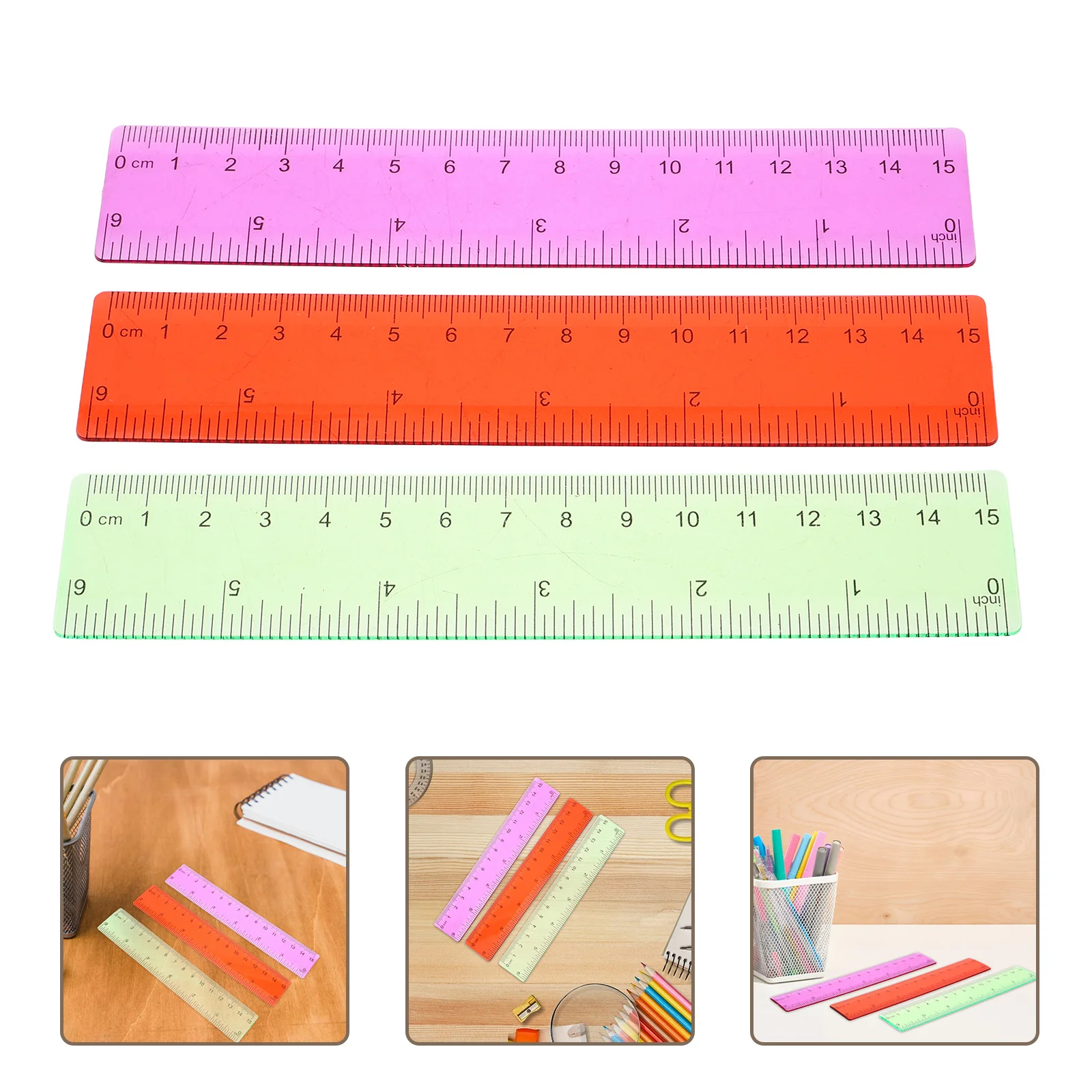 

3Pcs Stationery Plastic Rulers 15cm Small Student Precision Measurement School Supplies Drawing Tool Geometry Office Must Have