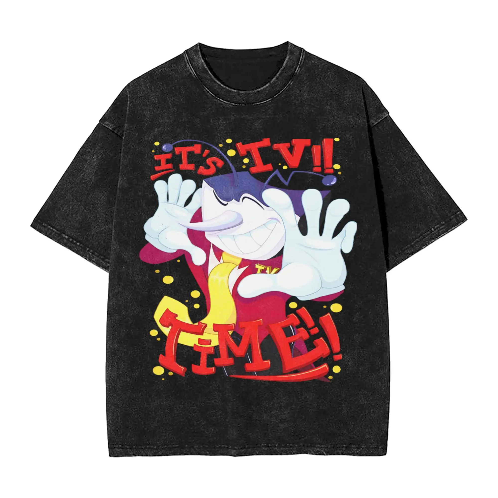 

Harajuku Washed Shirts Mr Ant Tenna Deltarune - Its tv time Merch Винтажная футболка High Streetwear Топы с короткими рукавами Футболки