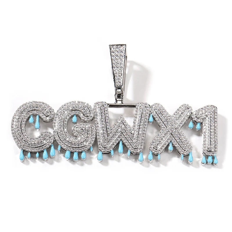 Custom luminous Letters Name Pendants Necklaces for Men Hip Hop 3A+ CZ Stone Bling Iced Out Rapper Jewelry Drop Shipping