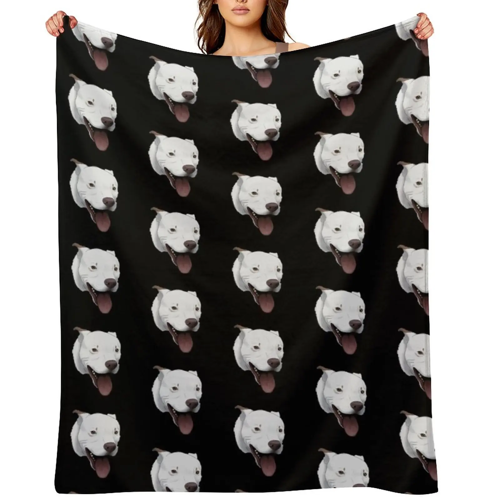 

Dog Pitbull Resting Pit Face Vintage Throw Blanket Sofas Decorative Beds Bed Shaggy Blankets