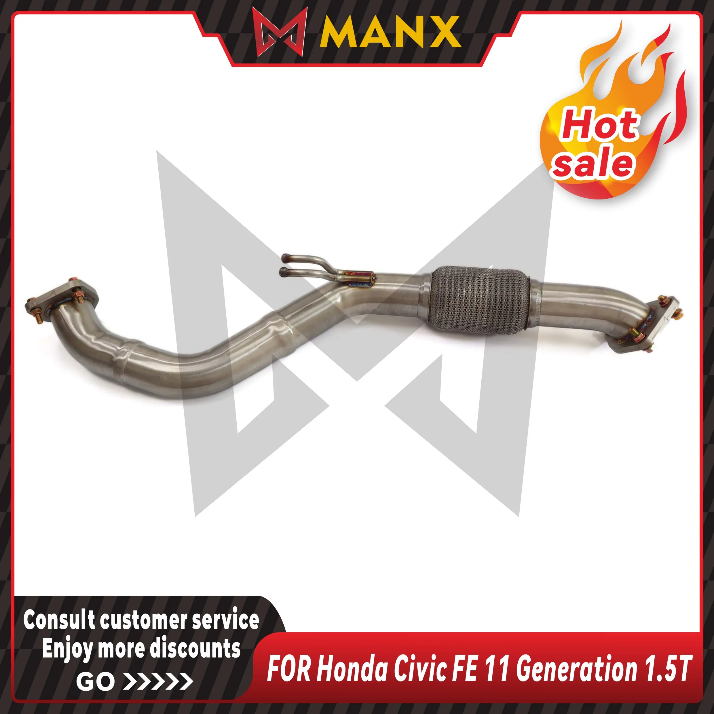 MANX Car Exhaust System for Honda Civic FE 11 Generation 1.5T Resonant tube Stainless steels Performance exhaust pipe