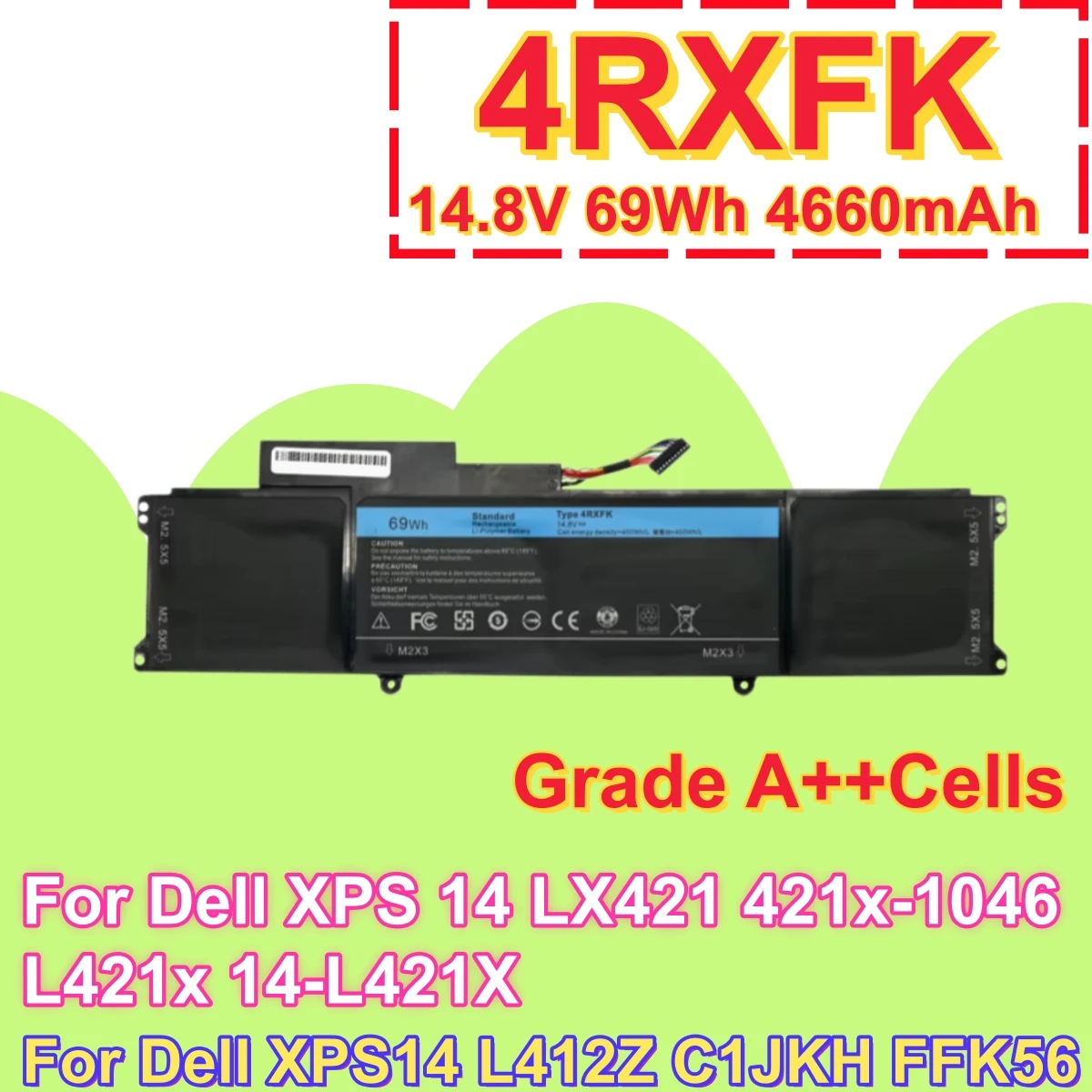 4RXFK Laptop Battery For Dell XPS 14 L421X XPS14Z L421X Ultrabook P30G Replace C1JKH FFK56 Notebook Battery