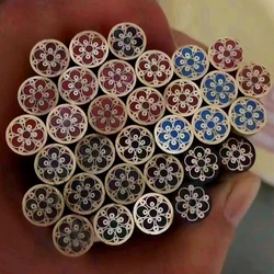 5 Types 8mm Diameter Brass Stainless Steel Made Colorful Mosaic Rivets Torx Flower Screw Nail Pin for Knife Handle DIY Making