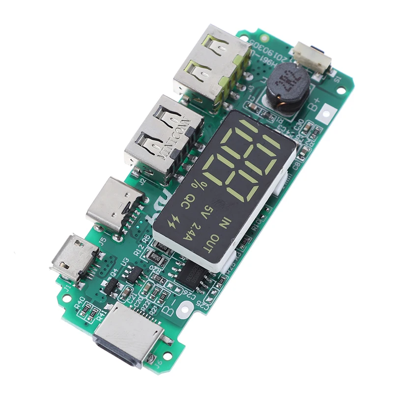 5V 2.4A 18650 Charger Power Bank Charging Board LED Dual USB Micro Type-C Mobile Power Charging Board USB Circuit Protection