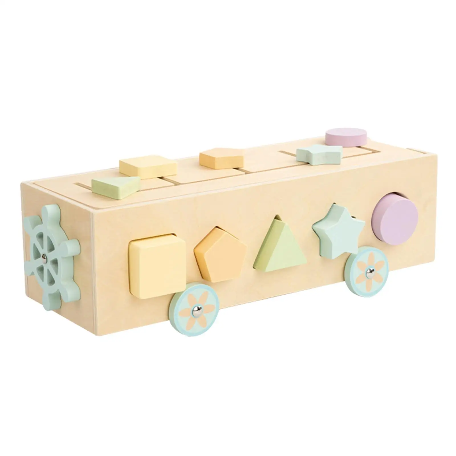 Shape Sorting Stacking Toy Birthday Gift Developmental Wooden Block Montessori Car Toys Kids Early Educational Toy for Preschool