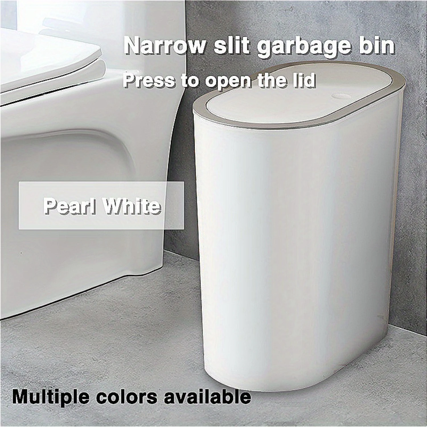 Gallon Press-To-Open Plastic Trash Can - Perfect For Office, Living Room, Bathroom & Kitchen