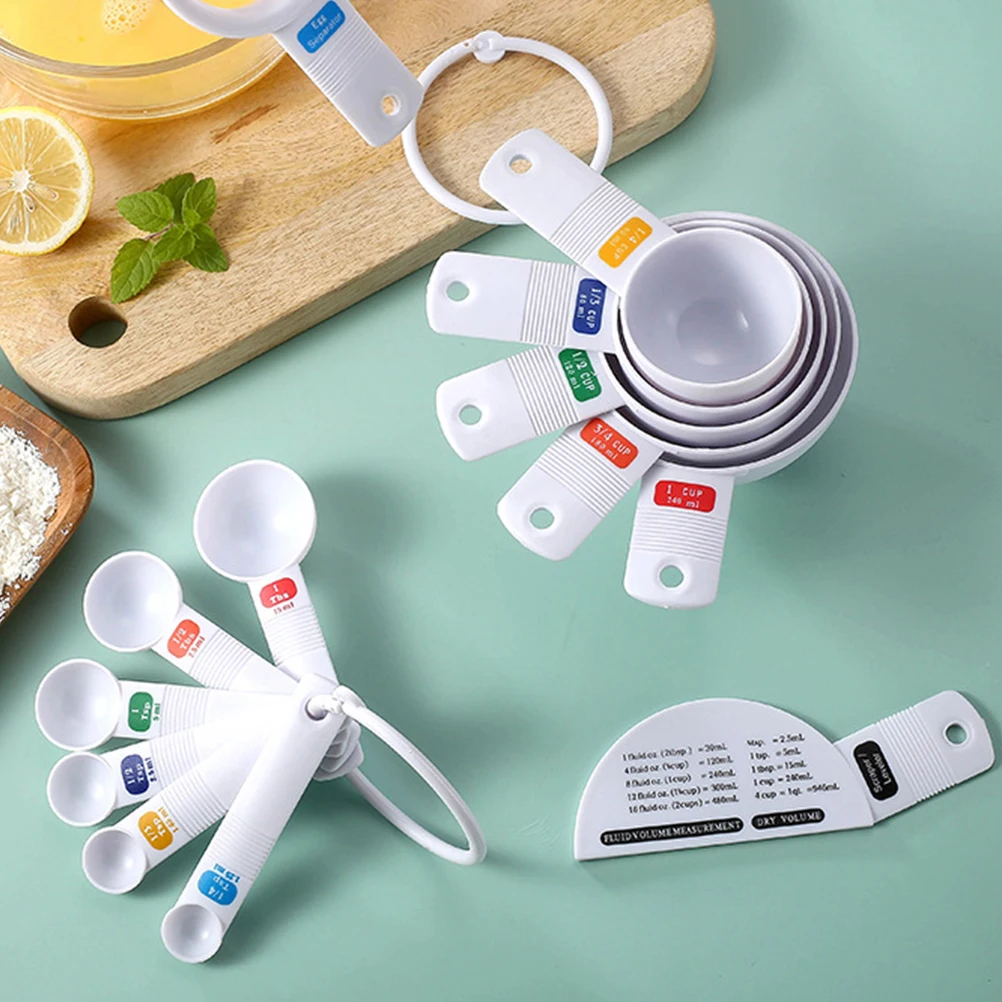 

1 set 1 Set Measuring Spoons Cups 1/4 1/2 3/4 1 Cup With Egg Separator Stackable Kitchen Tools Baking Scoop Set Liquid