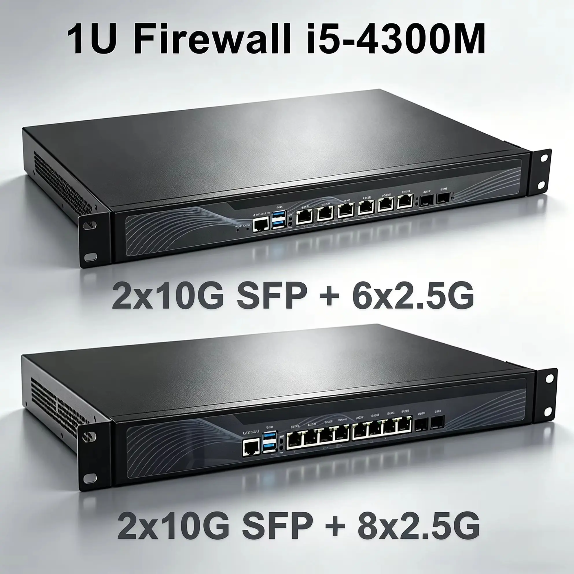 Topton Rack Mini PC 1U Firewall Intel Core i5-4300M 2x10G SFP+ 8/6x 2.5G LAN MSATA M.2 SATA 2xSATA VPN Gateway Home NAS Server