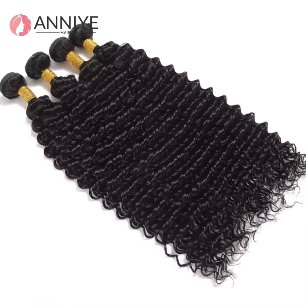 Bundel Rambut Manusia Gelombang Dalam 30 Inci Bundel Keriting Ekstensi Rambut Manusia Tenun Brasil 1/3/4 Buah 100% Bundel Rambut Mentah