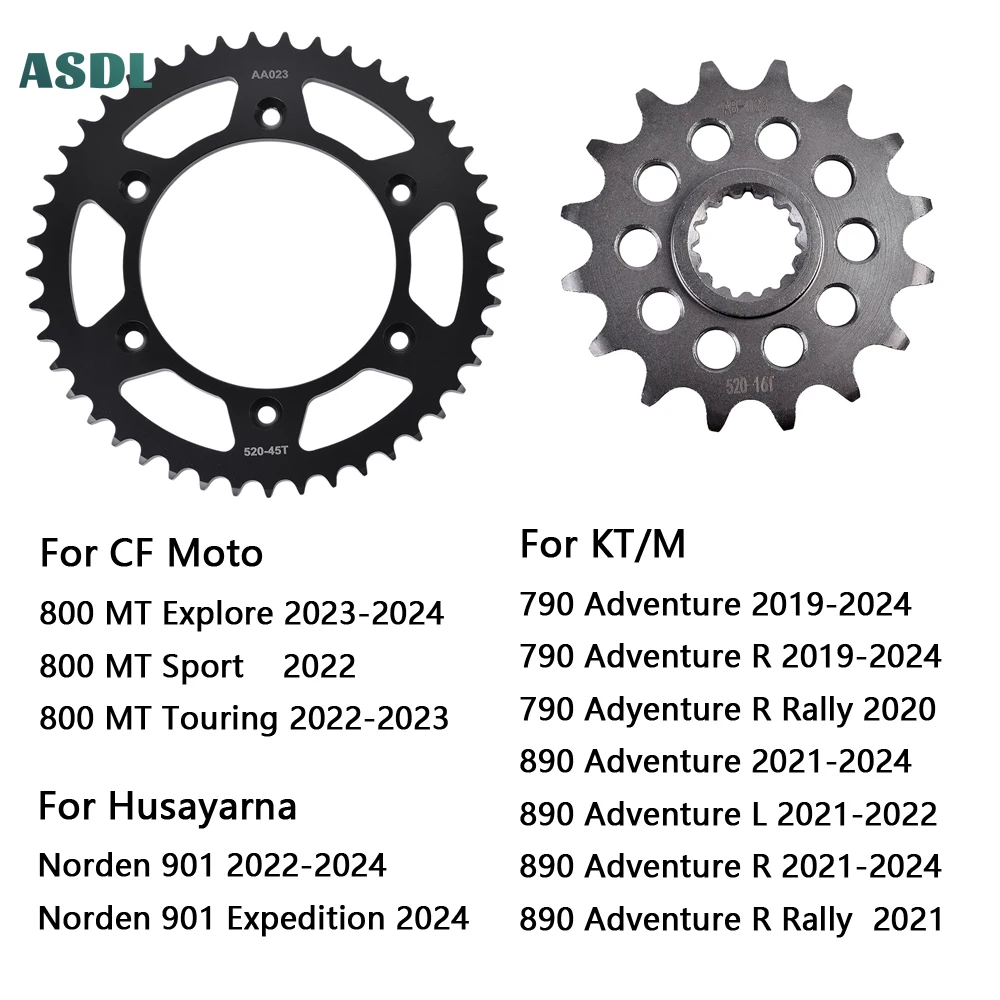 

520 45T 16T Front Rear Sprockets for CF Moto 800 MT Explore 2023-2024 800MT Sport Touring 22 For Husayarna Norden 901 2022-2024