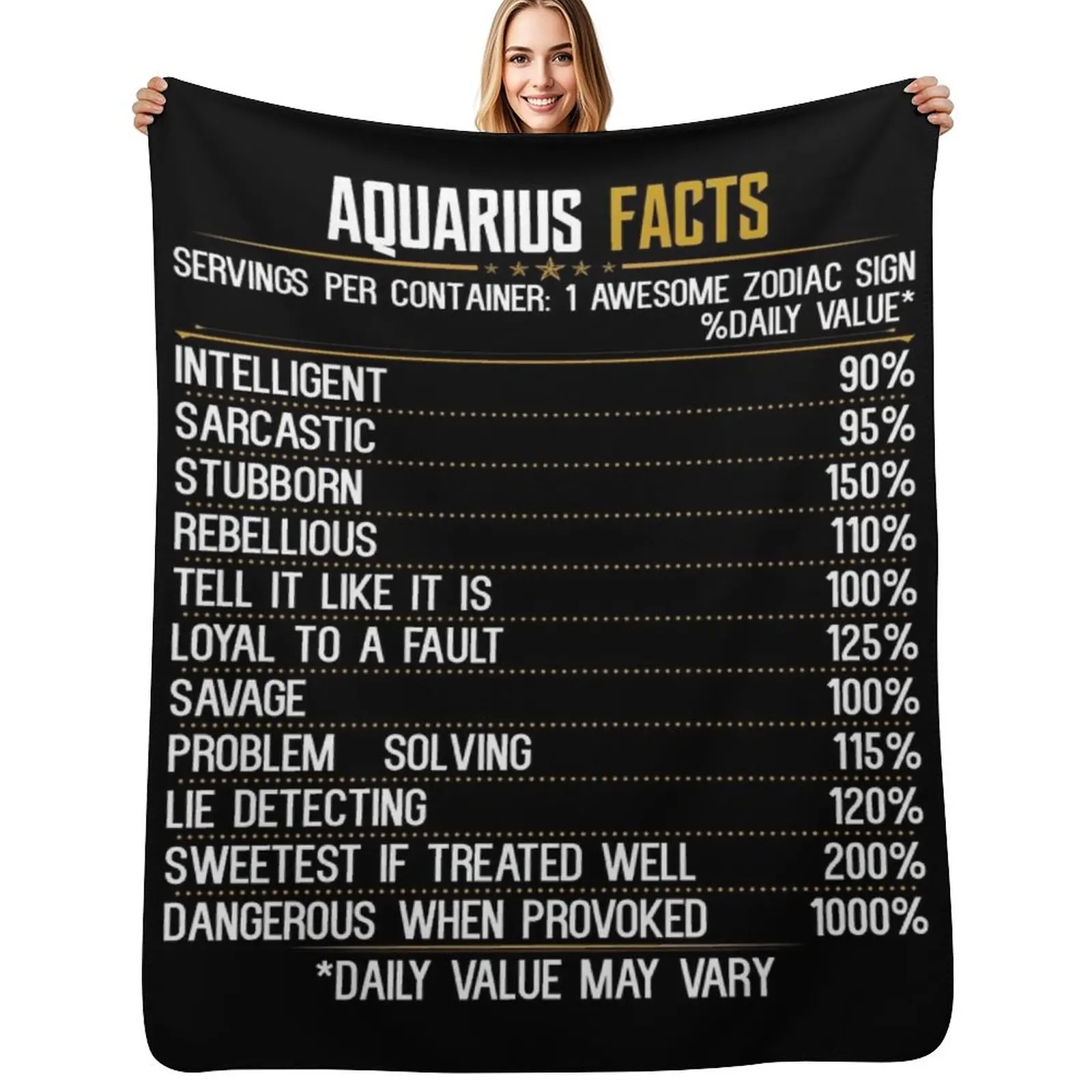 Aquarius Facts Zodiac Birthday Funny Aquarius Facts Throw Blanket Thin Soft Blanket for Summer Night Sleeping