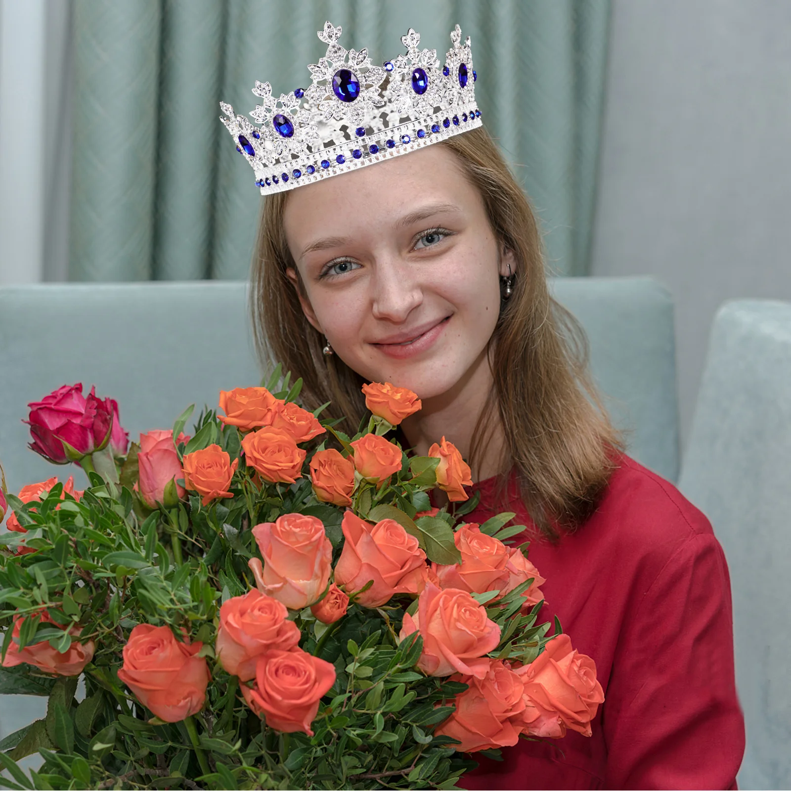 

Rhinestone Crown Pageant Tiara Metal European and American Bridal Headband Wedding Alloy Prom Bride Jewelry