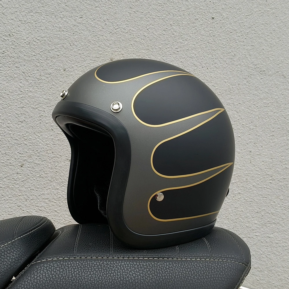 TT&COCASCOS Motorcycle Helmet Fiberglass Lightweight Retro Vintage 3/4 Open Face Motorbike Scooter Helmet DOT ECE Capacetes Kask image 5