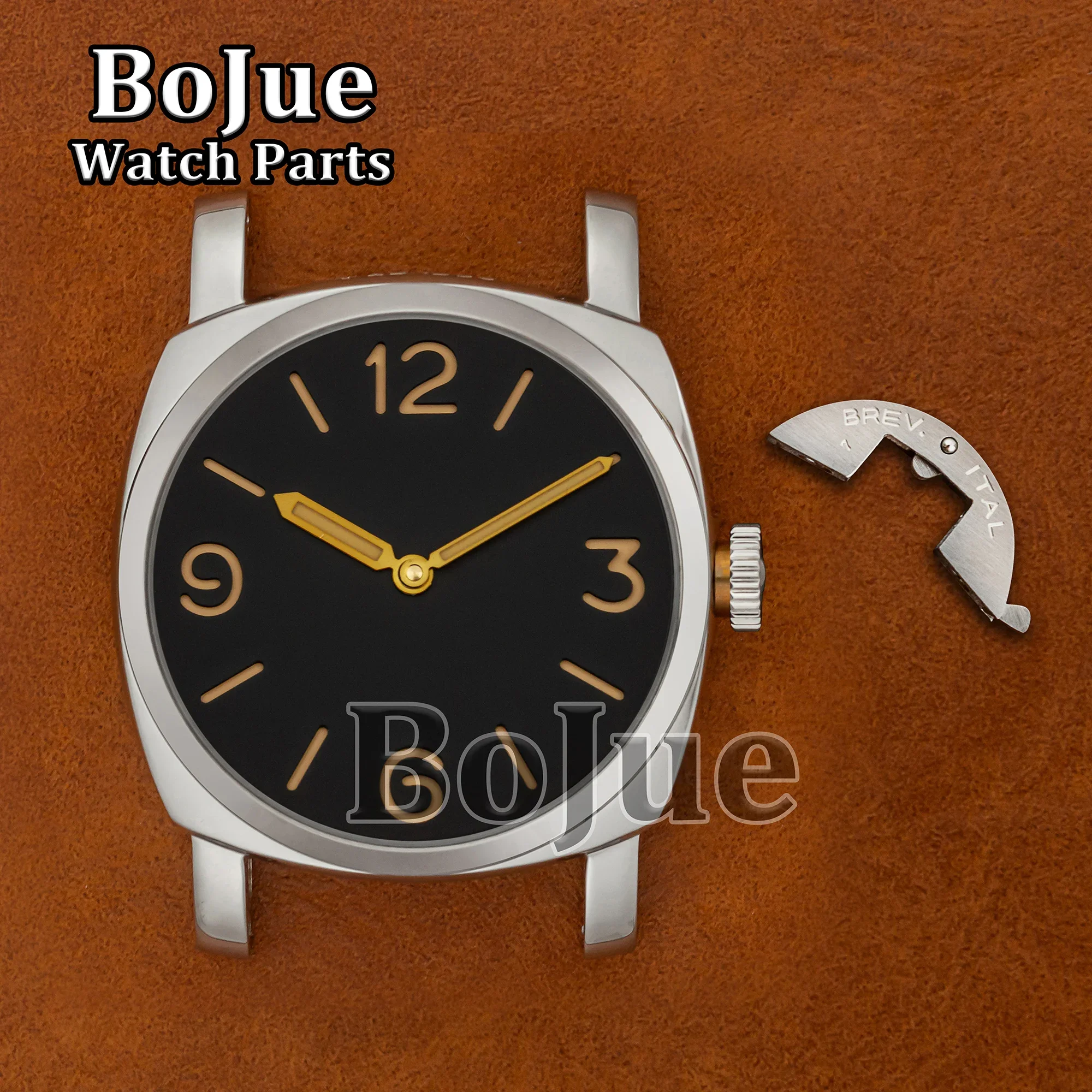 Vintage Watch Dial Hands Stainless Steel Case Fit for PAM 6152 ETA 6497/6498 Movement Watch Accessories Repair Parts 47mm Case