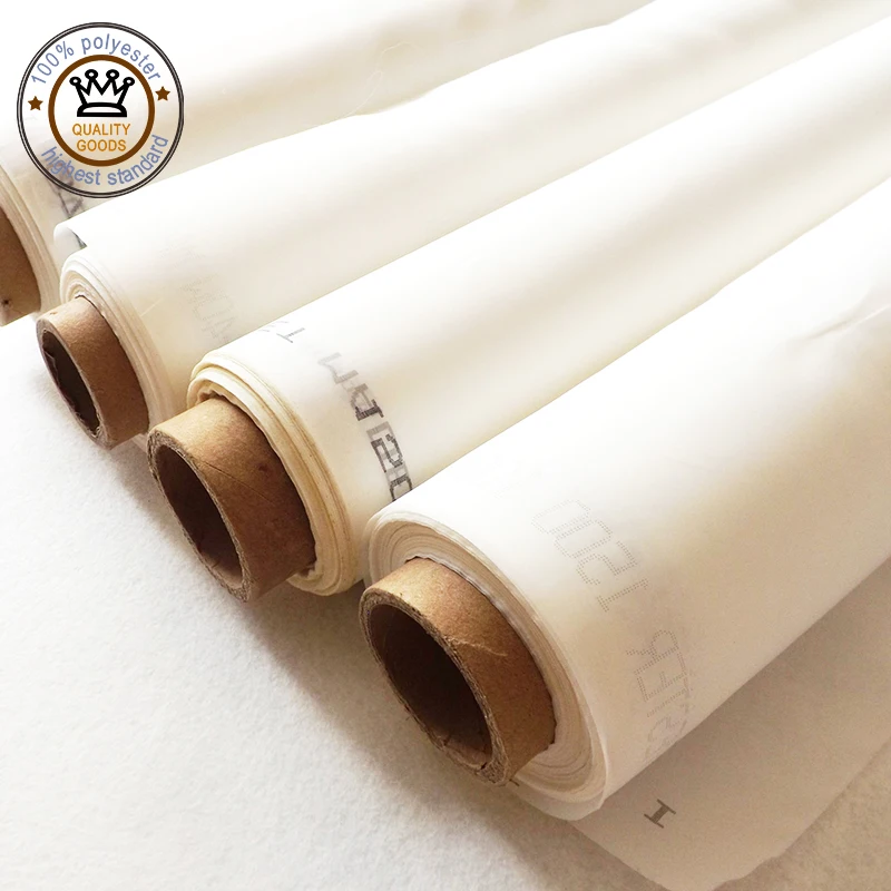 

High Tension Plain Weave Type Monofilament Polyester Silk Screen Printing Mesh 39T With 165cm Width White Color 50M