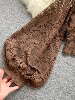 Autumn Black/White/Brown Sexy Lace Blouse Women Elegant V-Neck Puff Long Sleeve Open Back Short Tops Female Party Blusas 2021 - Image 6