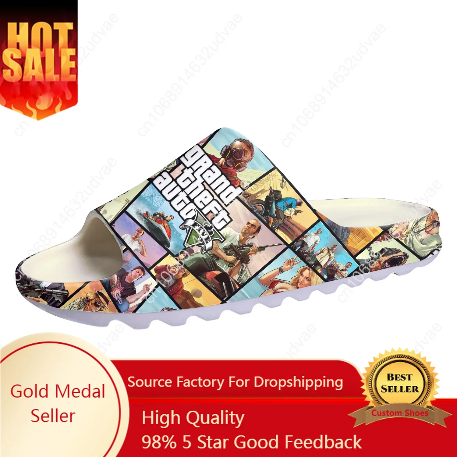 

Grand Theft Auto GTA V 5 Hot Game Soft Sole Sllipers Home Clogs Customized Water Shoes Men Women Teenager Step on Shit Sandals