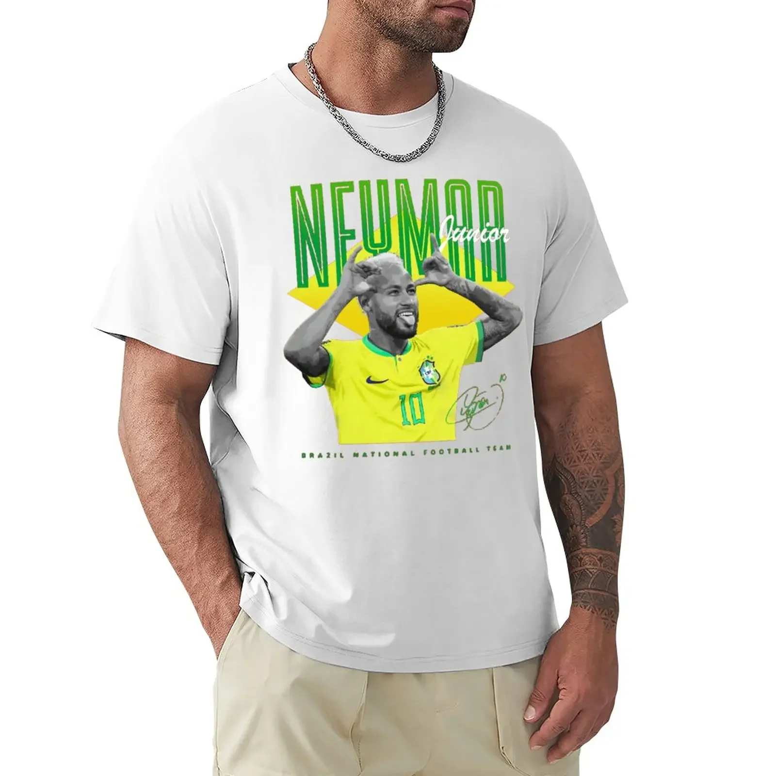 High Grade Activity Competition USA Size  Sports  Neymar And Jr Brazil Celebrate Soccer Striker 75 Graphic Vintage Tees